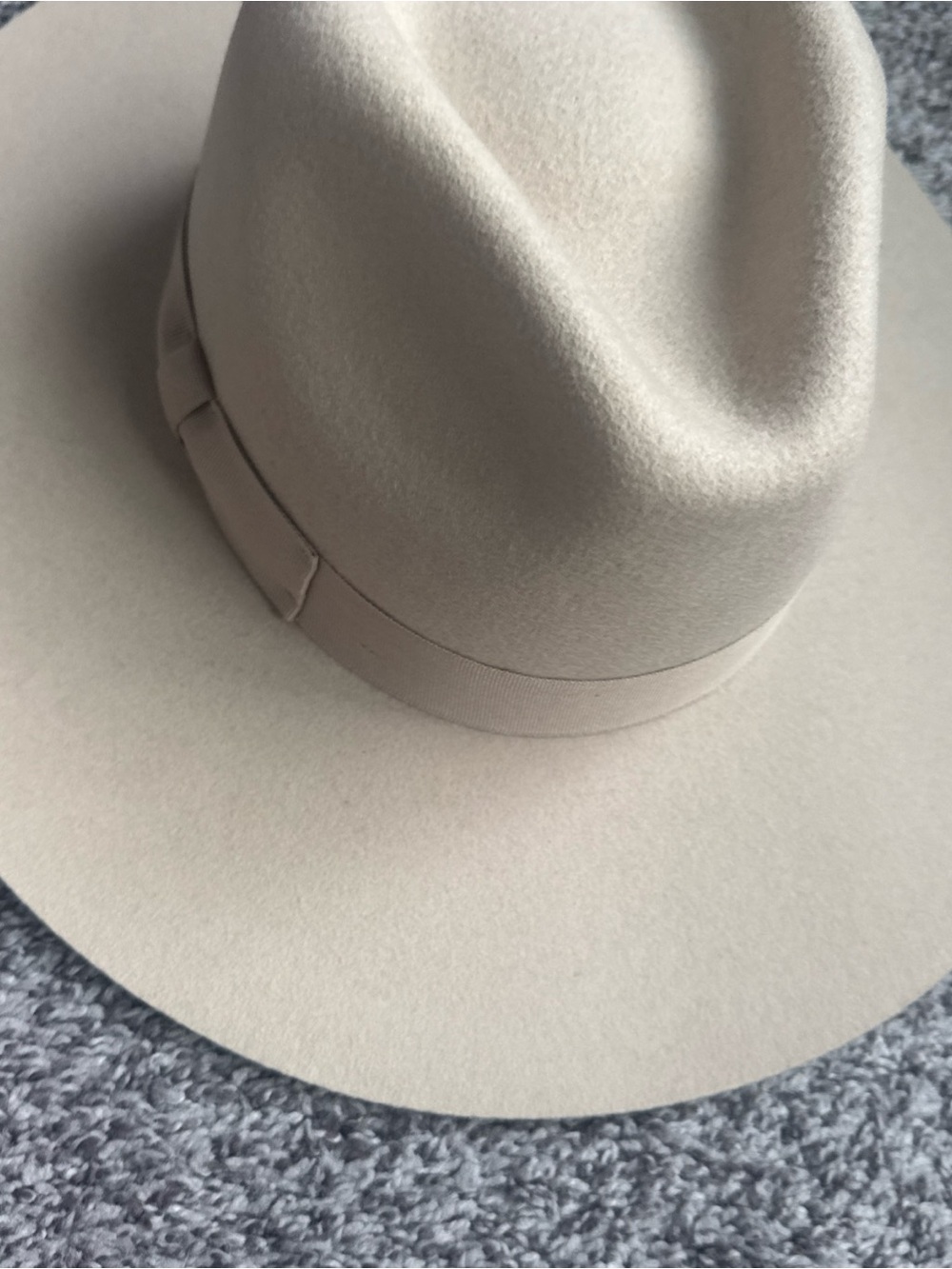 Womens Wide-Brim wool Fedora Hat - Beige - Picture 4 of 4